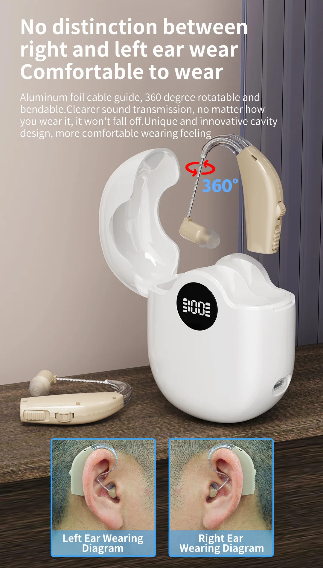 Ric Hearing Aids Rechargeable High Quality Mini Adjustable Wireless Headphones 2