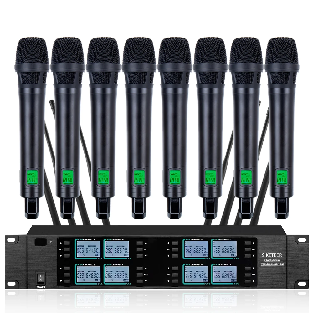 

High-quality U-segment 8-channel Wireless microphone Suitable for Church Stage Wedding KTV Home Outdoor Entertainment Handheld