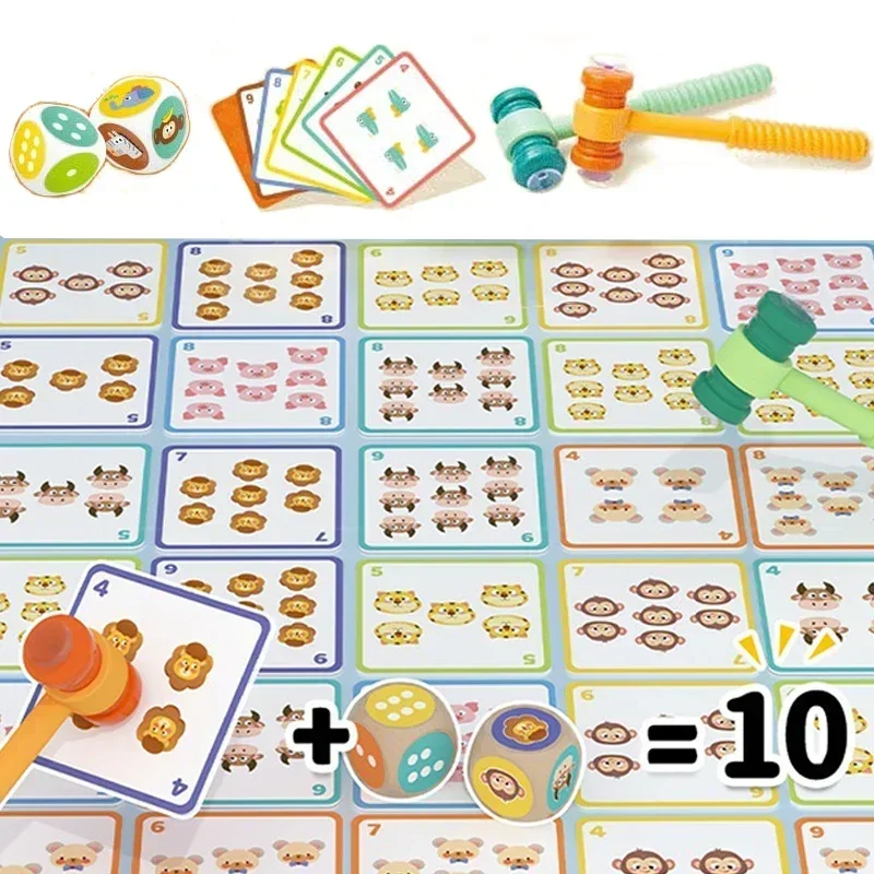 New Kids Suction Cup Hammer Battle Table Game with Card Logic Thinking Training Math Montessori Fun Mathematics Educational Toys