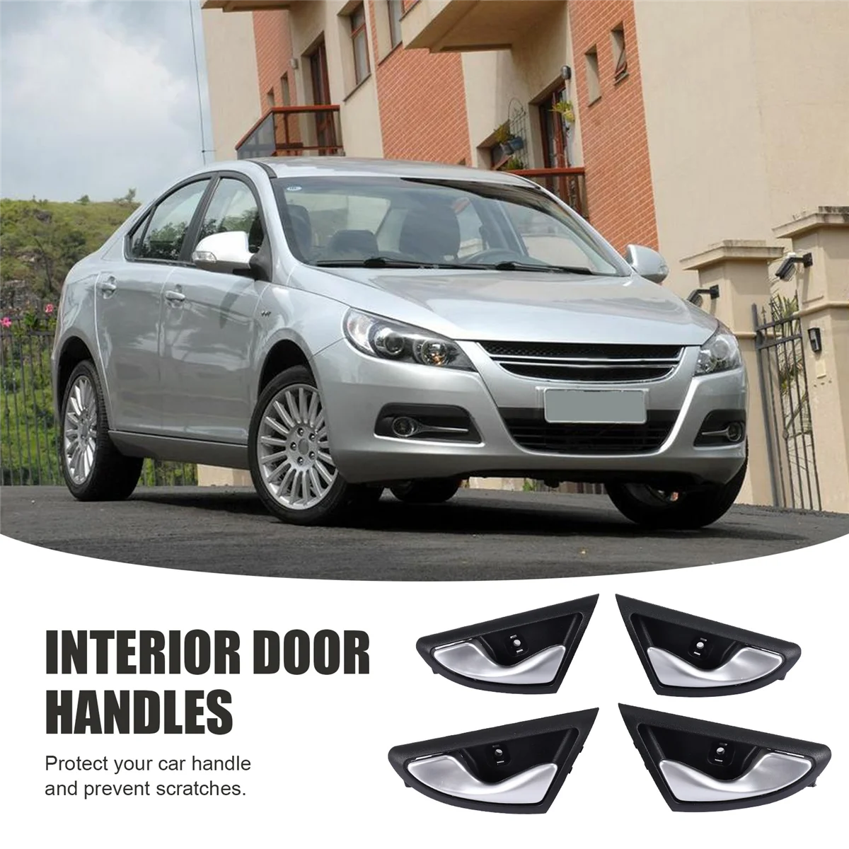 자동차 인테리어 문짝 손잡이, JAC J3 J3S Turin 2009-2015 6105230U8010 6105240U8010 무광 실버 손잡이, 4 개