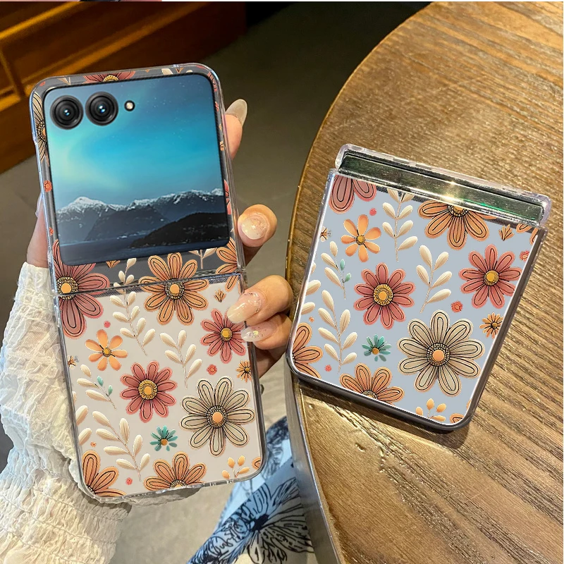 Pink Floral Clear Phone Case - Shockproof Bumper, Transparent Folding Hard Cover
