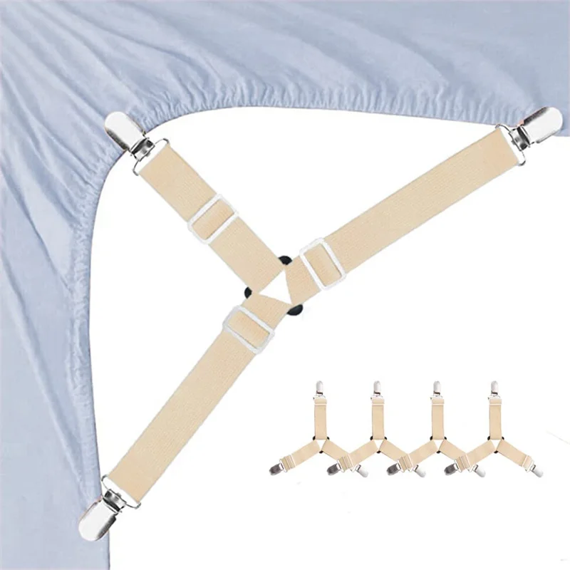 4 Pcs Bed Sheet Holders Adjustable Elastic Mattress Cover Corner Holder Clip Bed Grippers Suspender Fasteners Straps bed sheet holder bed sheet clips sheet clips