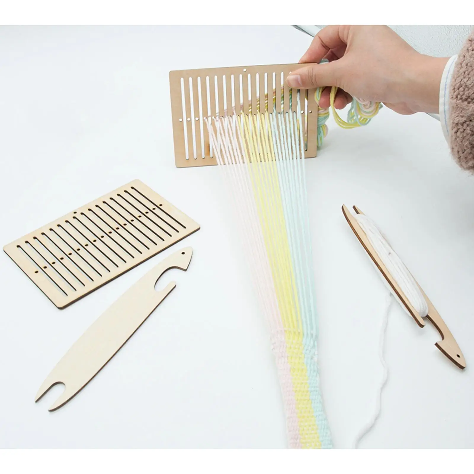 휴대용 목재 직조 직조 DIY 키트, 원사, 로프, 스트링, 세트, 어린이, 초보자 및 연인용 직조 스틱