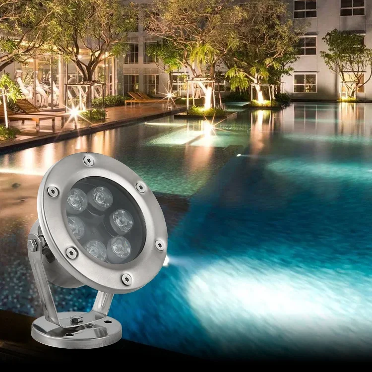 LED 수중 조명 IP68 강철 램프 본체 DC12V/24V 정원 수영장 조경 조명용 안전 전압 3W-12W 스테인레스