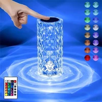 Rechargeable 16 Colors RGB Rose LED Night Light Color Changing Crystal Touch Table Lamp For Bedroom Nightstand Christmas Decor 1