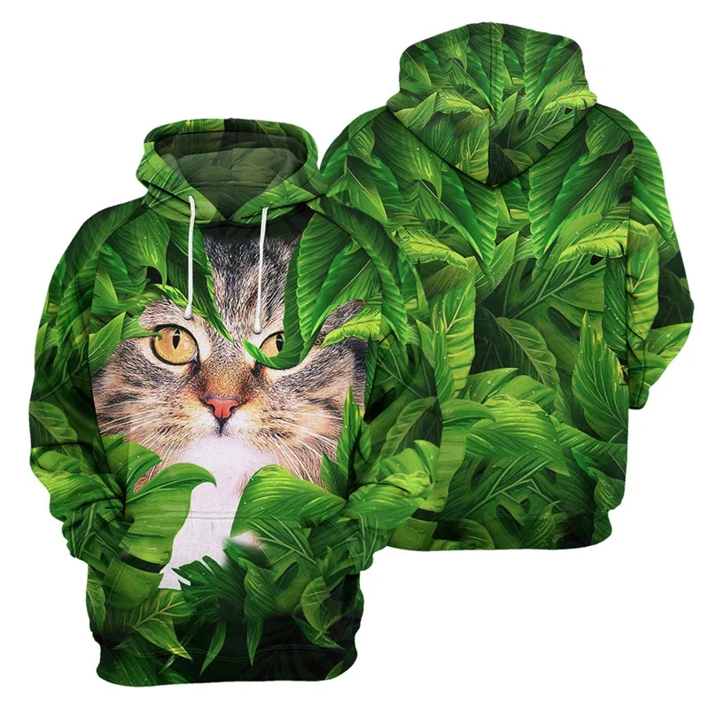 thumbnail image 1 of Sudadera con capucha con estampado de gato bonito para hombres, sudadera con estampado 3D de animales domésticos, suéteres casuales de calle para niños, camisetas de manga larga de gran tamaño, 1 of 5