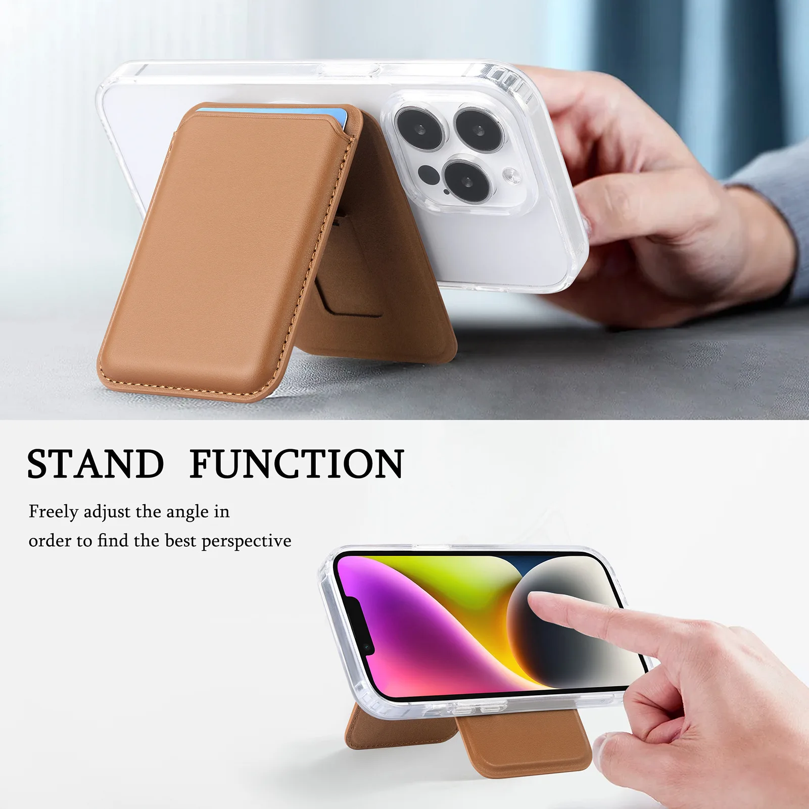 Magnetic Pu Leather Wallet Stand Credit Card Holder For Magsafe Card Holders Phone Bag Cover for Iphone 16 15 14 13 12 Pro Max