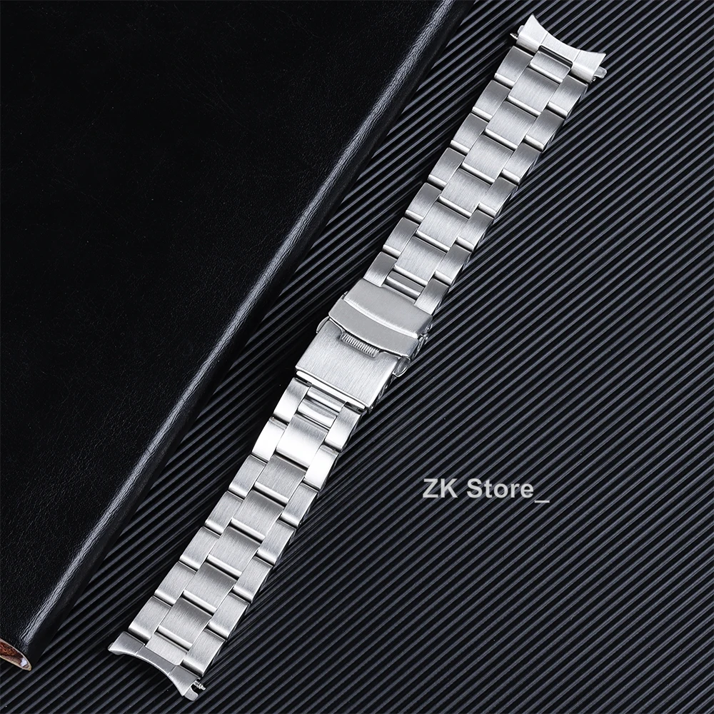 Men's Curved End Stainless Steel Watch Bracelet - Premium Metal Strap, 20mm/22mm