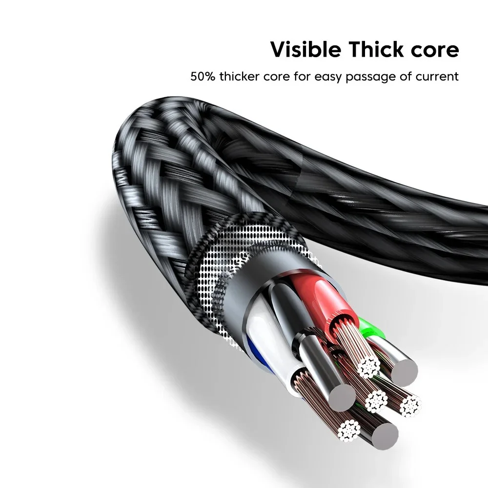 NNBILI 6A 120W 3 in 1 USB C타입 케이블 고속 충전 휴대폰 충전기 데이터 케이블 (아이폰, 삼성, 화웨이 고속 충전 마이크로 USB 케이블)