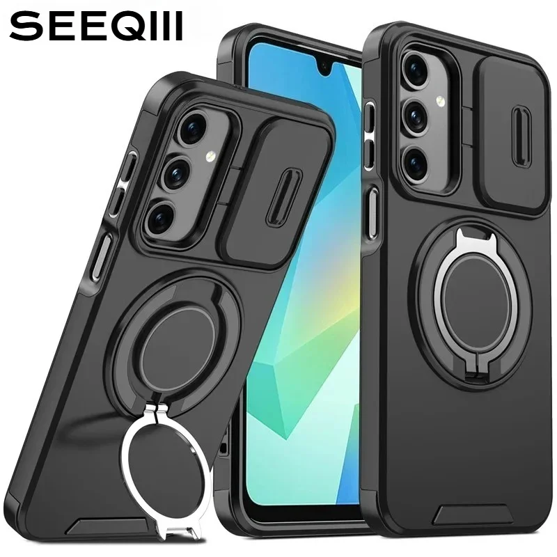 Enhanced Armor Case with Ring Holder and Slide Camera Protector Cover