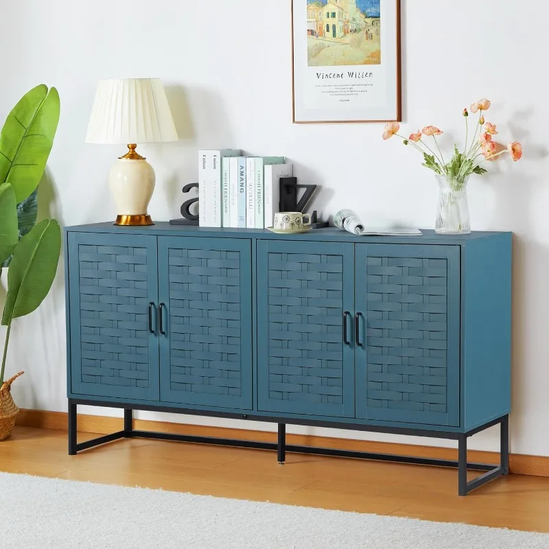 

Sideboard Cabinet, Modern Buffet Storage Cabinet with Wooden Strip Doors and Adjustable Shelves,Console Cabinet,Credenza