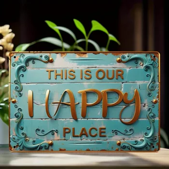 Vintage Happy Place Metal Sign 1