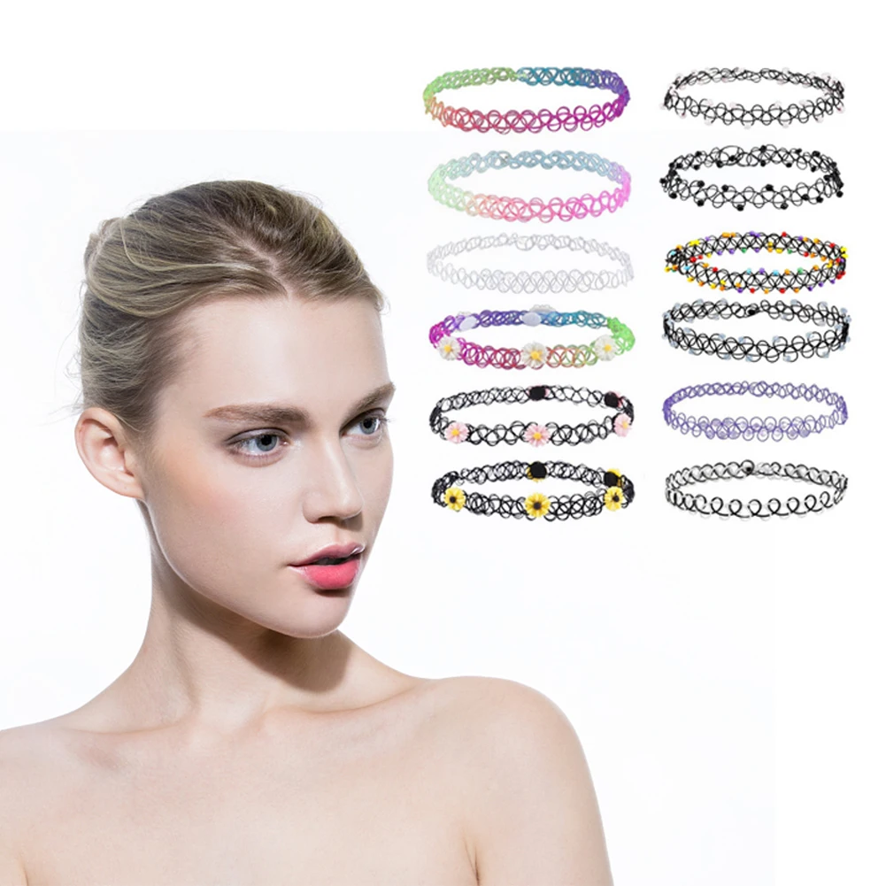 12pcs Fashion Choker Necklaces for Women Adjustable for Parties and Daily Use Retro Clavicle Chain Gifts Women Girls