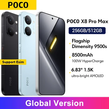 Global Version POCO X8 Pro Max 8500mAh Smartphone Dimensity 9500s 6.83'' 1.5K 120Hz Ultra-Bright AMOLED Display 1