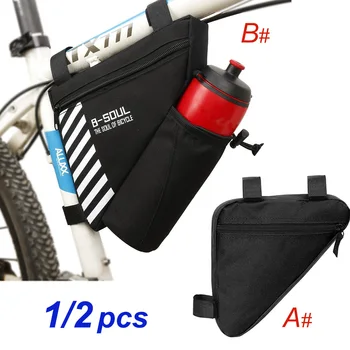 1/2 pezzi borsa triangolare per bici borsa per manubrio per telaio anteriore per bicicletta borsa per kit di attrezzi per tubo superiore per bottiglia per telaio anteriore impermeabile