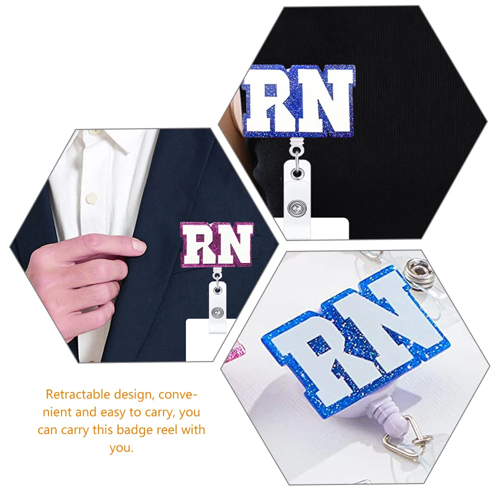 2 Pcs Id Badge RN Nurse Can Buckle Holder Retractable Reels Nurses Clips Acrylic