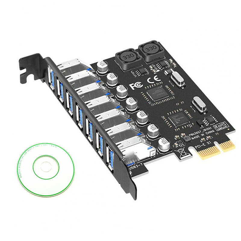 Adaptador Pci e Express para Btc Miner Portas Usb Cartão de Expansão Usb3 Pcie Controlador Pci-e x1 Conversor - Imagem 3