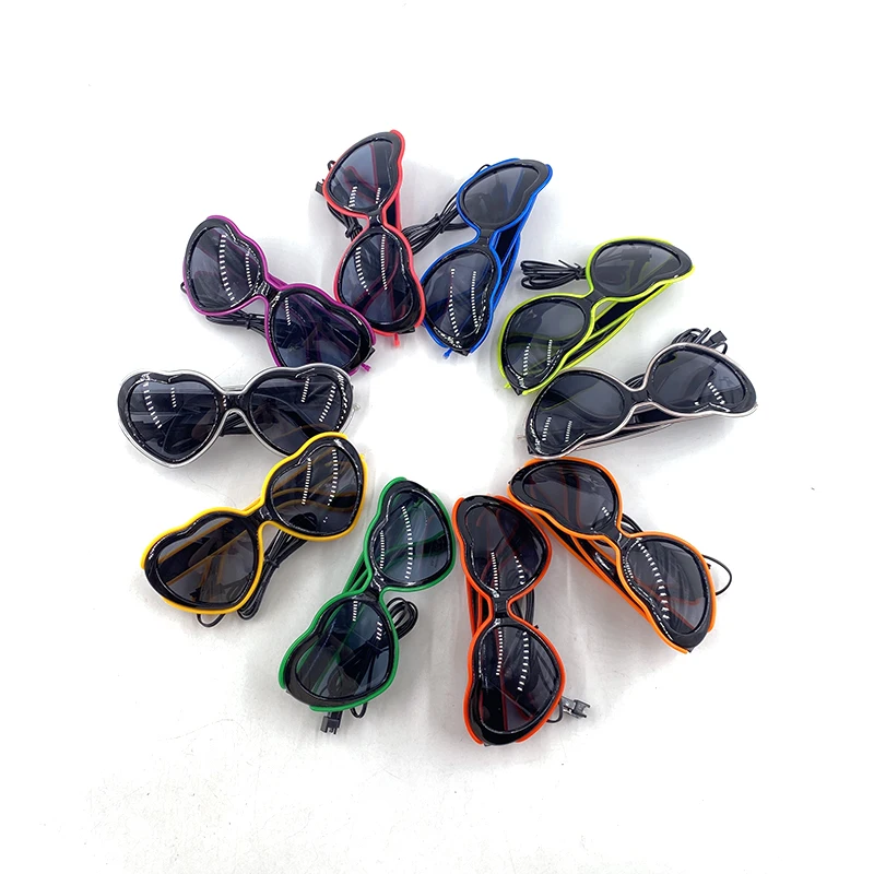 Description Picture 3 of itemHeart Shaped Led Glasses Neon Party Flashing Glasses EL Wire Glowing Luminous Sunglasses Novelty Gift Glow Bright Light Supplies