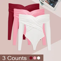 Sexy Women New three piece set Bodysuits Spring Backless Corset Slim Fashion Crossed Long Sleeves Casual Elegant Female Clothing