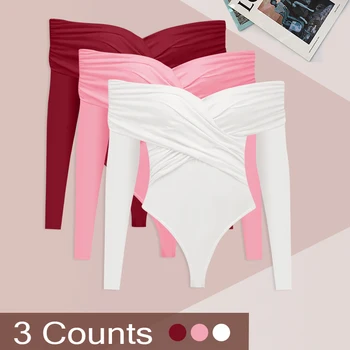 Sexy Women New three piece set Bodysuits Spring Backless Corset Slim Fashion Crossed Long Sleeves Casual Elegant Female Clothing 1