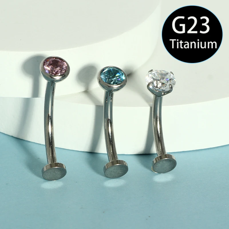 20Pcs/lot ASTM F136 Titanium 14G Belly Button Rings with Zircon Trendy Navel Bell Button Piercing Jewelry Piercing Body Jewelry