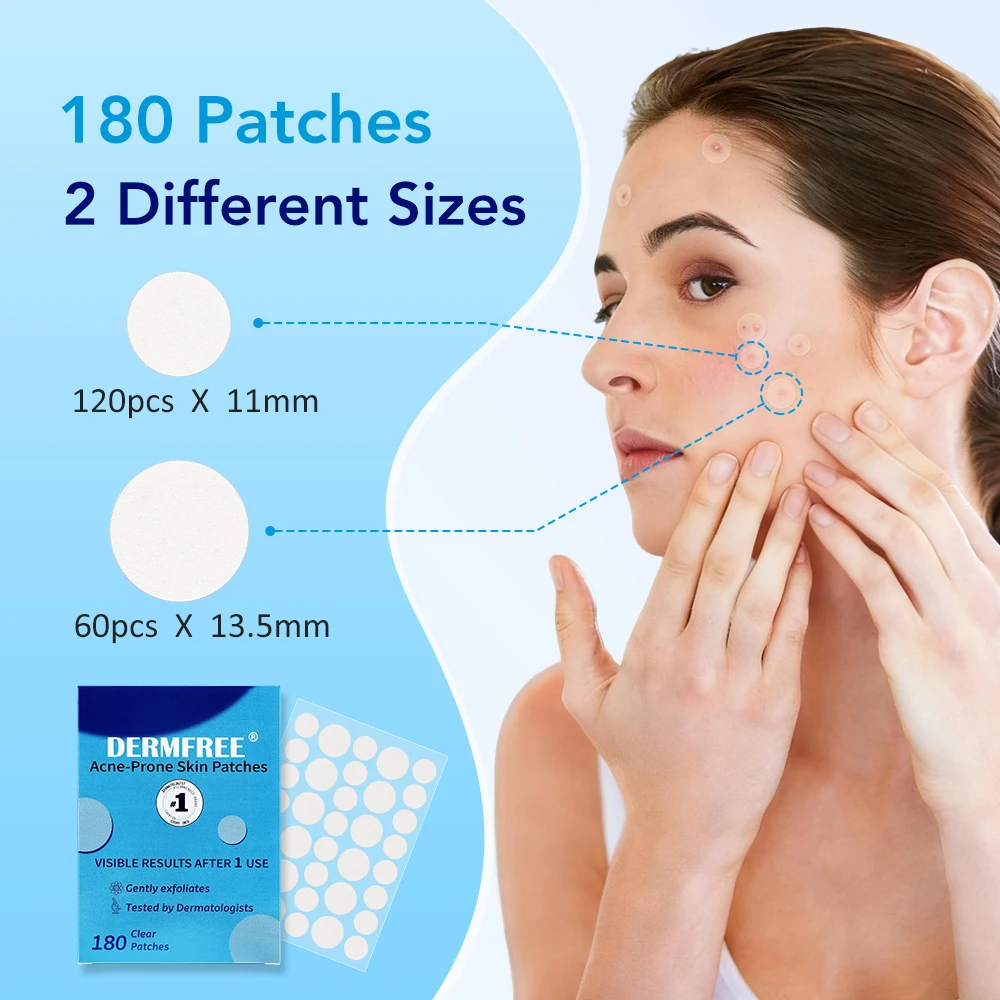 180pcs Invisible Acne Patches Pimple Removal Patches Hydrocolloid  for All Skin Types Face Zit Blemish Spot Treatment Stickers