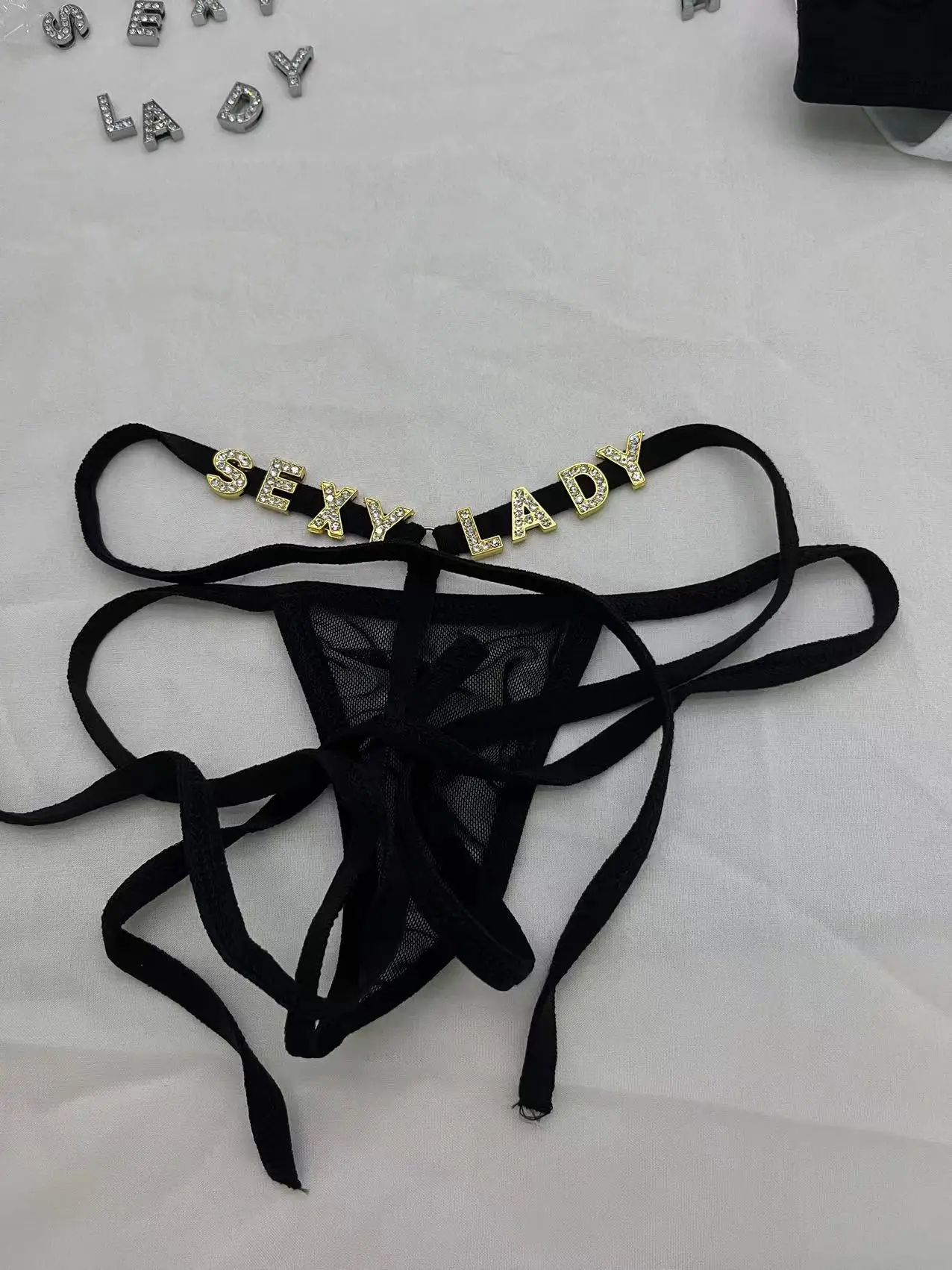 Sexy Lace G-string Thong Custom Underwear Name Letter Waist Chain