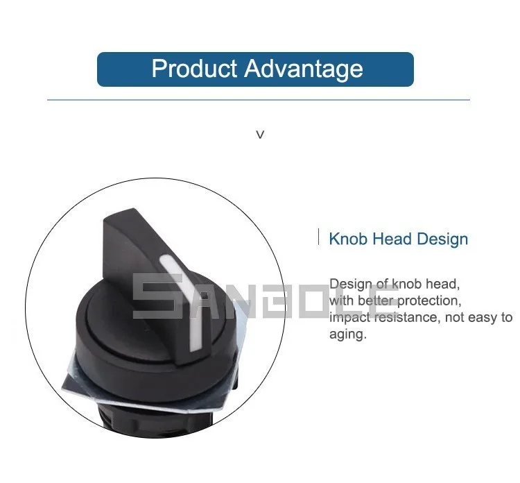 trancando botão interruptor rotativo plástico redondo punho botão de três posições de controle mm preto