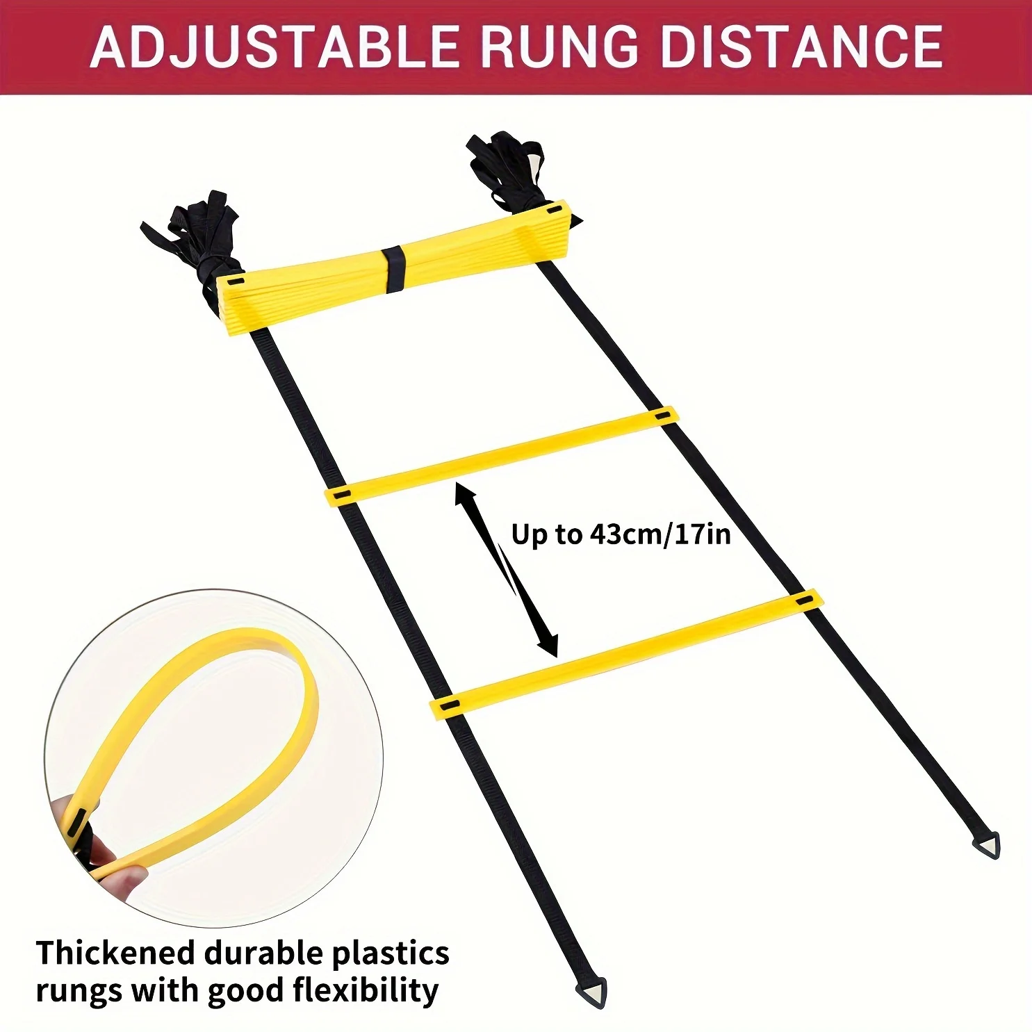 Agility Ladder For Speed Training Improve Footwork, Coordination, And Quickness 8, 12, Or 20 Rungs - Includes Carry Bag_voghion.com