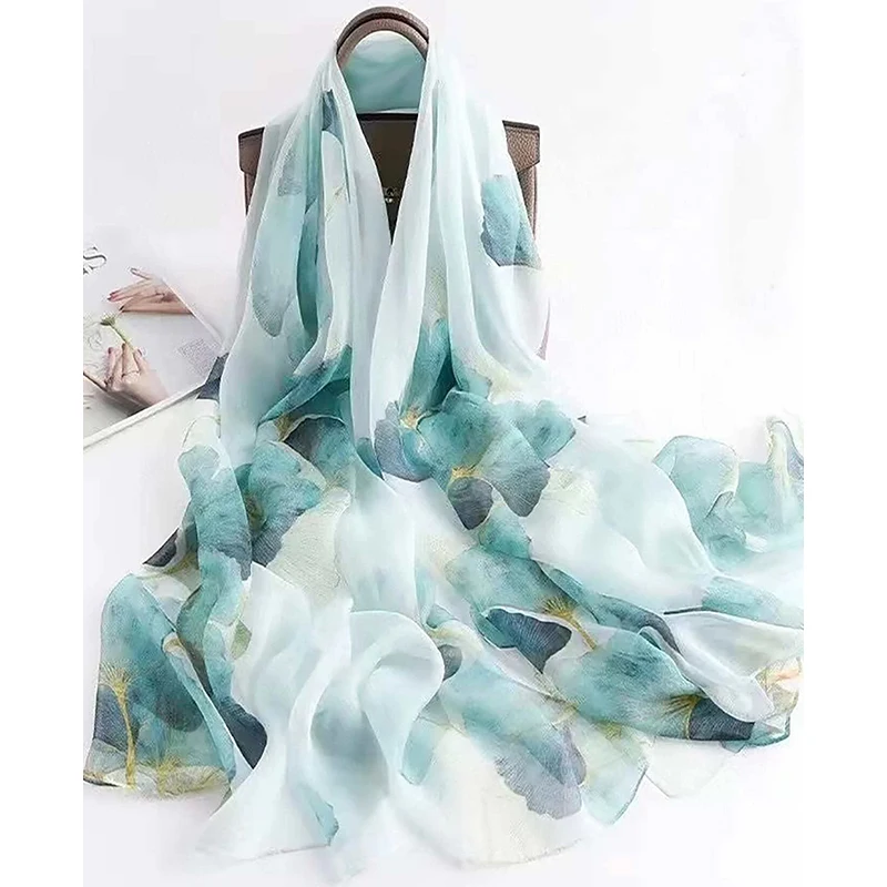 

Silk Beach Stoles Women Summer Hijab Scarf Luxury Print Sunscreen Shawl Wraps Bandana Ladies Head Scarves Large Foulard Echarpe