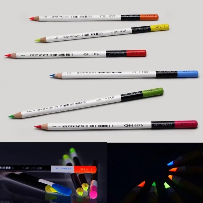 

6pcs Color Dry Pen High Purity Fluorescent Colored Pencils Set Art Supplies Student Ledger Marker Painting Graffiti Writing Tool