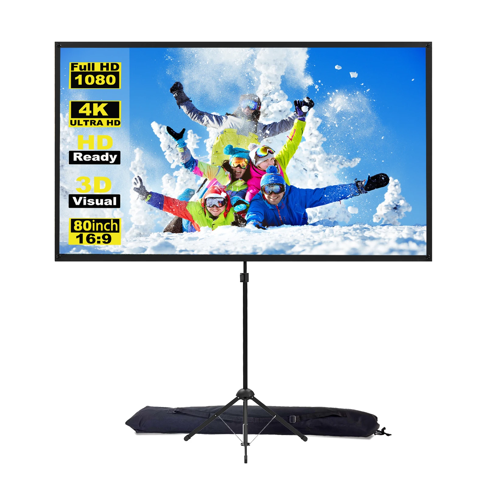Projector Screen with Stand 80Inch Outdoor Projector Screen 169