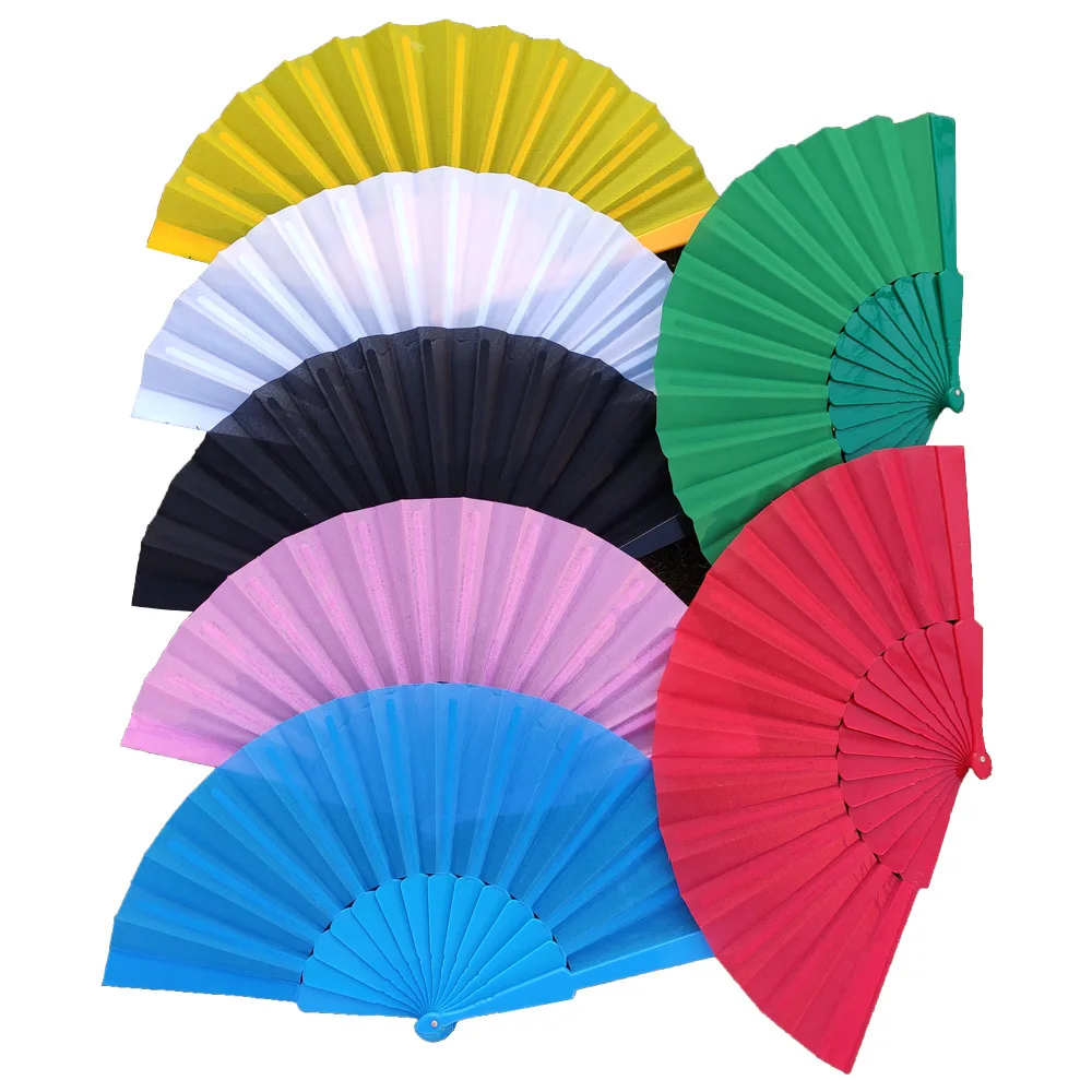 

1PC Plastic Performances Hand Held Fans Blank White DIY Folding Cloth Fan Room Decoration Craft Gift Wedding Party Decor