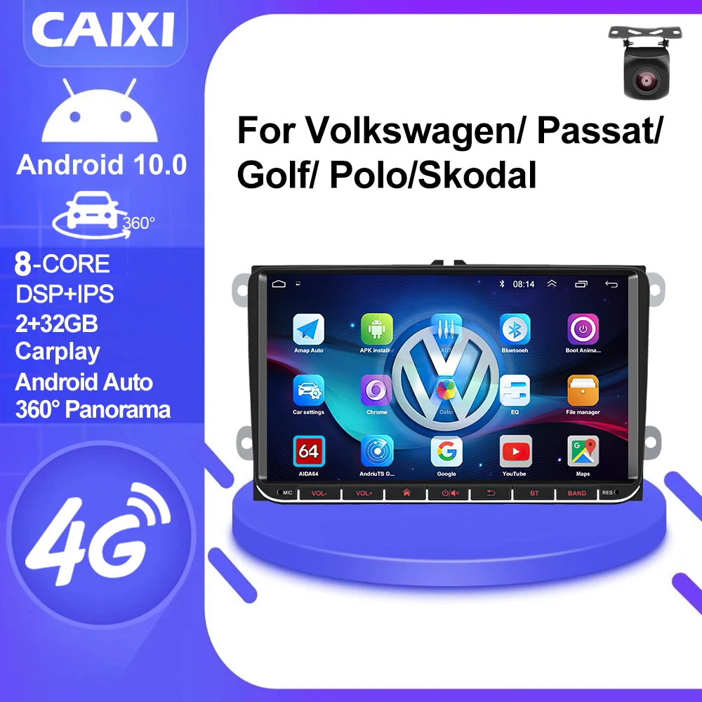 Магнитола CAIXI мультимедийный плеер на Android 10 с GPS для Volkswagen Golf Polo Skoda Passat b6 7 Tiguan