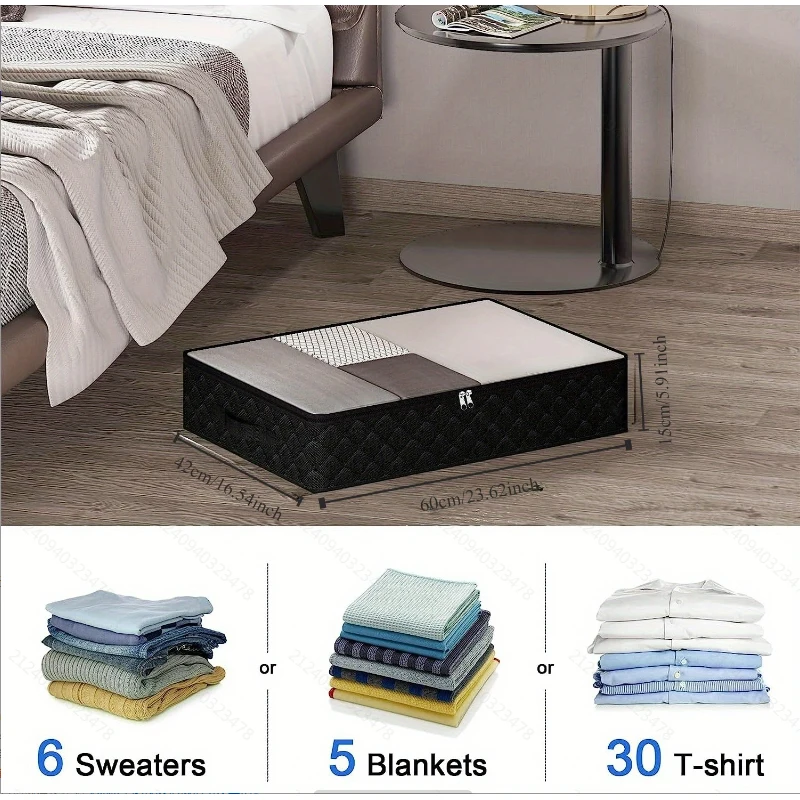 Under Bed Storage Containers,Underbed Storage 4.5 Inches Low Profile with Sturdy Sidewalls/Bottom for Clothes, Blanket, Pillows 5