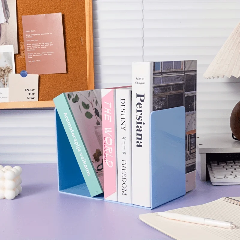 2pcs Desktop Organizer L-shaped Desk Bookends Durable Display Book Stand Simple INS Book Support Rack Minimalism 2