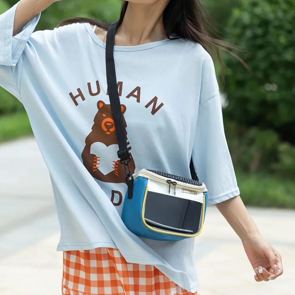 Borsa Trasportino Traspirante per Piccoli Animali, Ventilata e Portatile, Borsa a Tracolla Leggera e Regolabile per Criceti e Scoiattoli - immagine 5