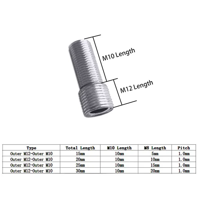 10 Adaptadores De Roscas M10 A M8 - Acero Inoxidable 303, Longitud 15 Mm, Para Reparaciones En Automoción, Turbinas Y Mecánica