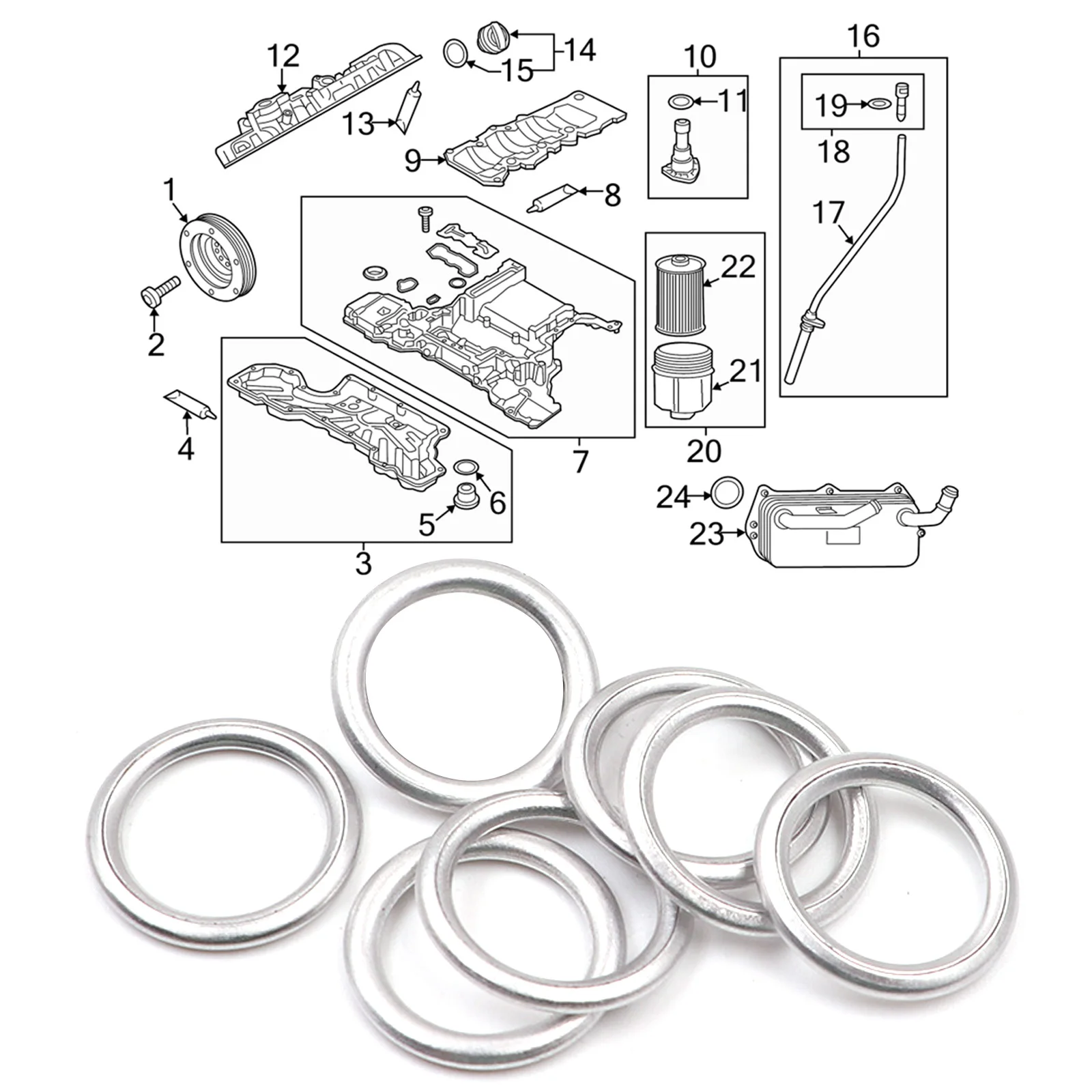 Thread Oil Drain Sump Plug Gaskets M14 Crush Washer Seal Ring Car Engine For Audi A4 A6 Q3 Q5 For VW Touareg Golf Skoda N0138157