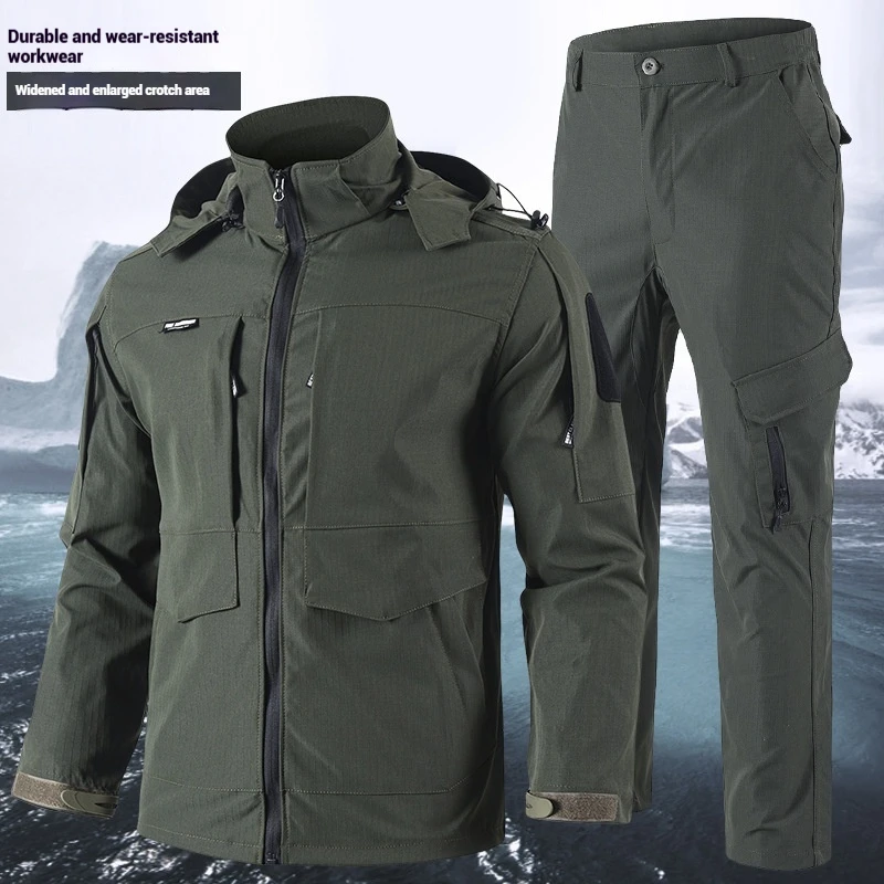 Herren Camouflage Anzug Set Frühling Herbst Militärische Ausbildung Tragen Outdoor Arbeitskleidung Atmungsaktive Mesh Kampf Arbeit Schutz Taktische – Detail 5
