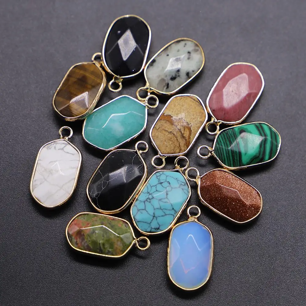 20*14MM Natural Stone Connector Charms Unakite Howlite Rhodonite Opal Pendants Single Hole for DIY Jewelry Necklace Making 10PCS