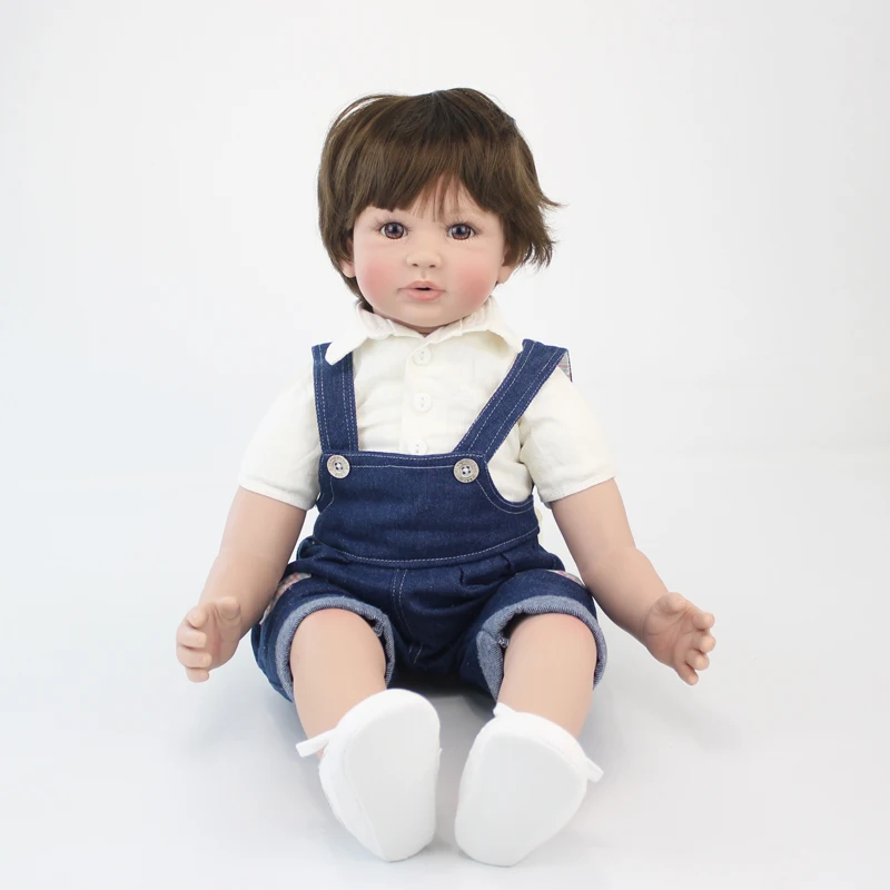 BZDOLL 60cm Reborn Toddler Boy Doll Silicone Vinyl Limbs 24inch Cute Baby Doll Cloth Body Birthday Gift Girls Play House Boneca 5