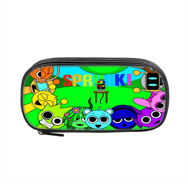 Sprunki Cartoon Anime Pen Box Bag for Student Big Capacity School Supplies Zipper Pencilcases Children's Birthday Gift 4