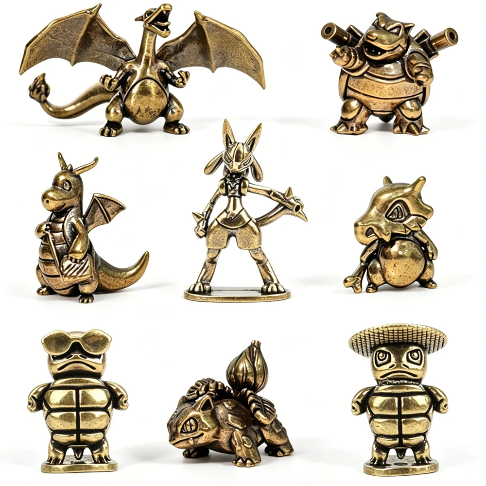 Pokémon Messingfigur Glurak Blastoise Dragonite Bulbasaur Brüllender Flugdrache Statue Tierfiguren Modell Dekoration Geschenk