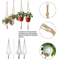 Hanging Basket Manual Flower Pot Net Bag Braided Home Vintage Decor Plant Sling Knotted Rope Garden Plant Hanger Pot Tray 4