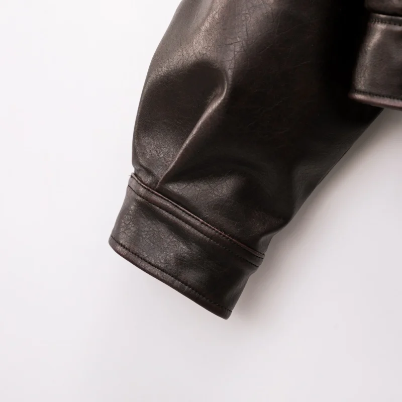Women's Leather-Effect Blazer Jacket with Stand Collar, All-Season Streetwear — detail 5