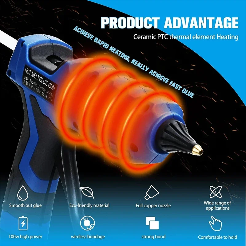 Hot Melt Glue Gun Hot Glue Gun Cordless For Bosch 18V/20V Li-ion Battery 20Pcs Sticks