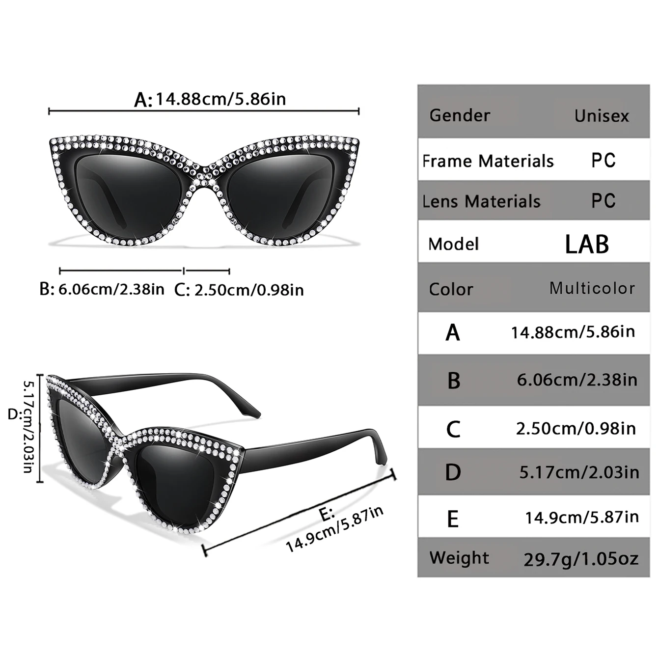 Limation Womens Cat Eye Glasses Diamond Decorated