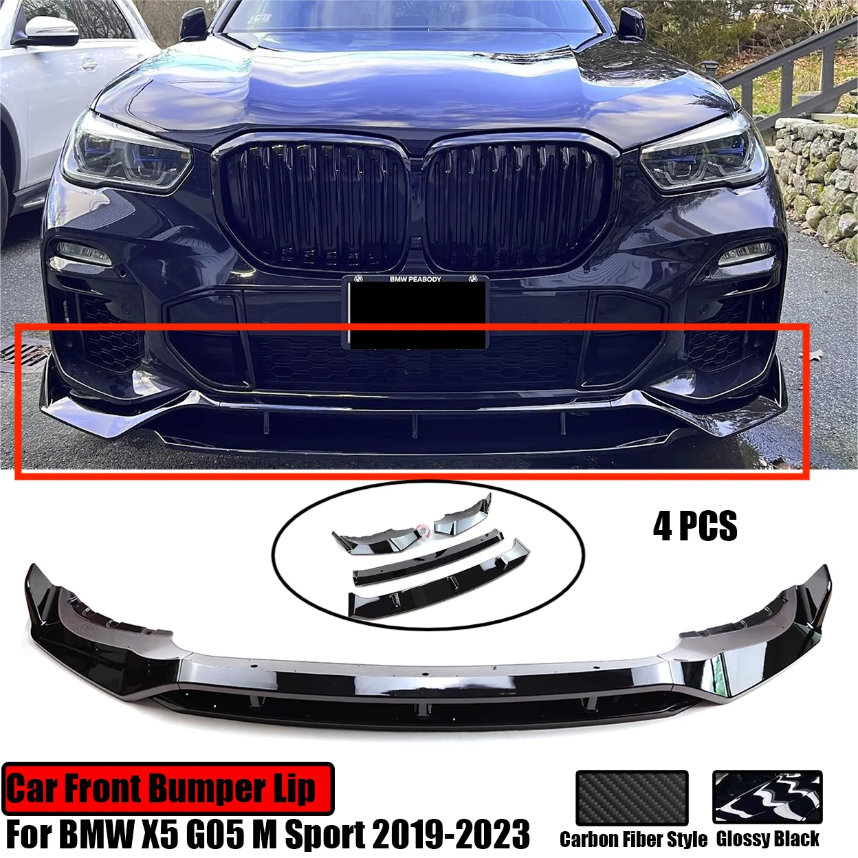 Car-Front-Bumper-Lip-For-2019-2023-BMW-X5-G05-M-Sport-Splitter-Spoiler ...