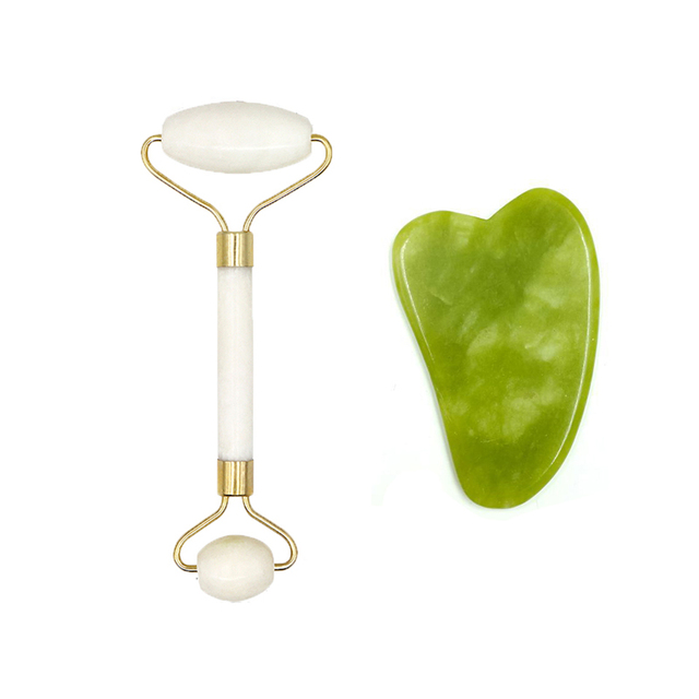 Jade Roller for Face Natural Jade Stone Facial Natural Scraper Face Lifting Gua Sha Body Back Slimming Massage Roller